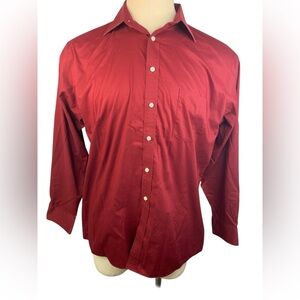 Stafford Travel Rich Red Long Sleeve Button Up Dress Shirt Men’s 17-17 1/2-34/35